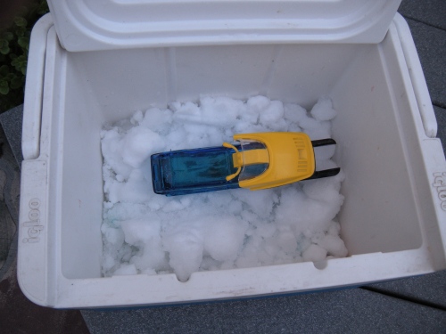 snow in the cooler